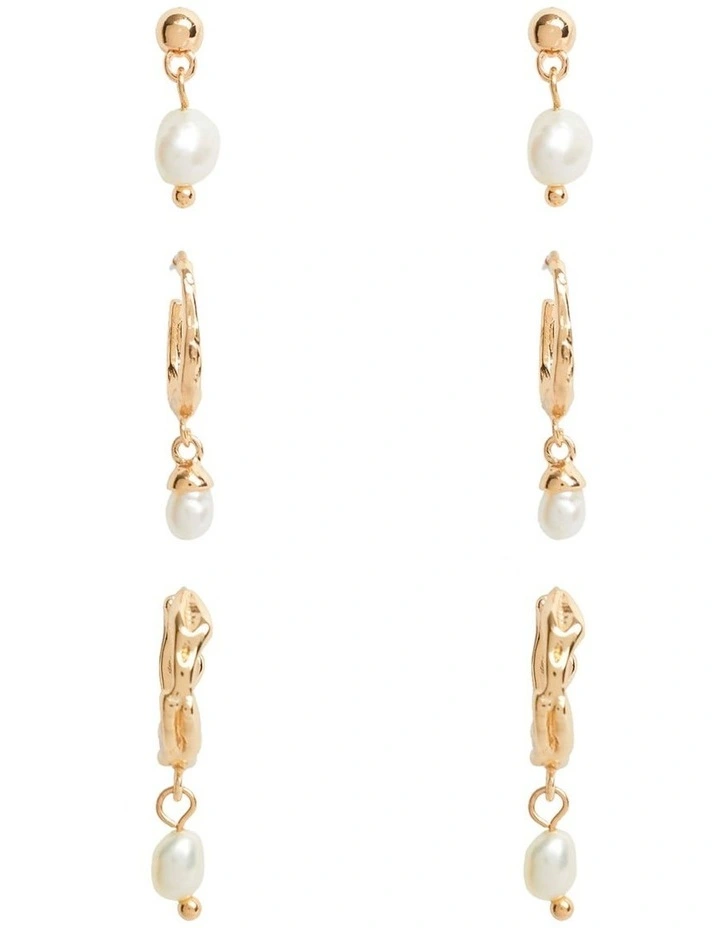 Multi Pearl Earring Pack in Gold