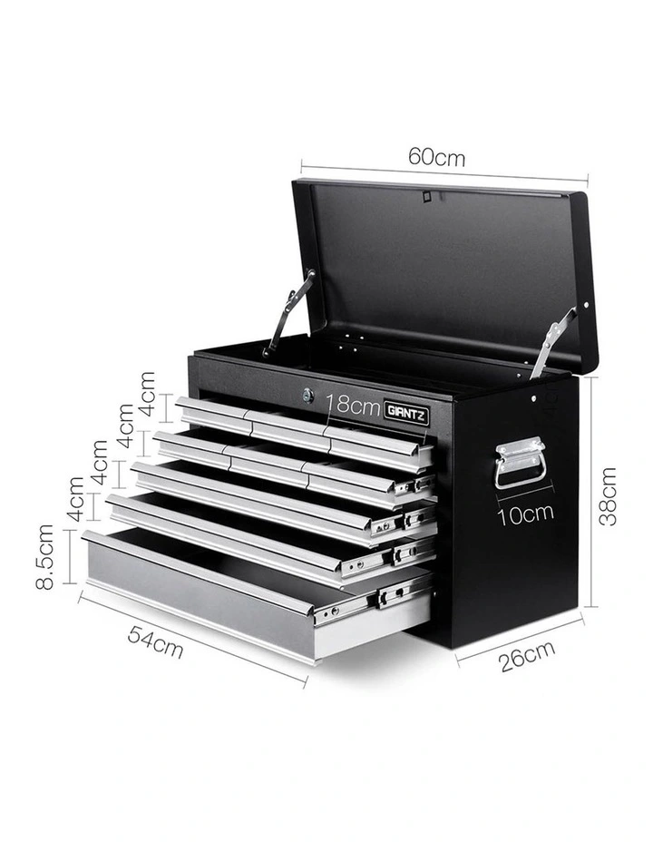 9 Drawer Mechanic Tool Box Storage Black and Grey