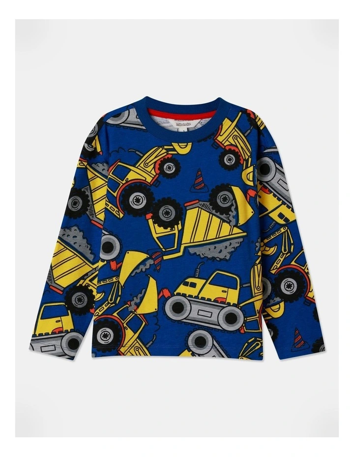 Long Sleeve Printed Tee in Blue