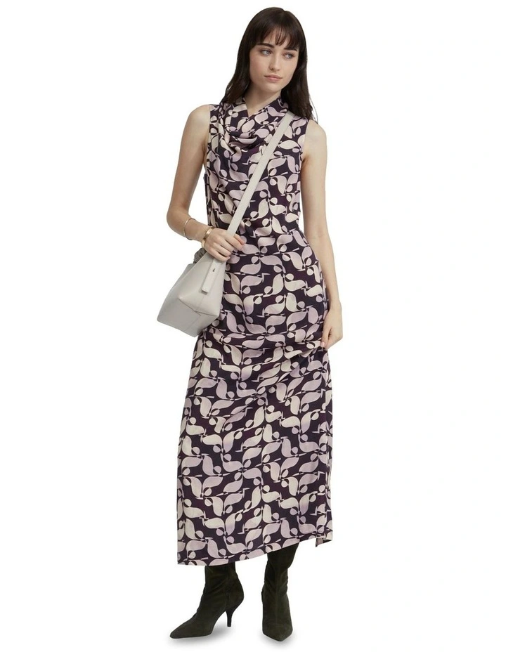 Natasha Printed Dress in Grape/Lilac