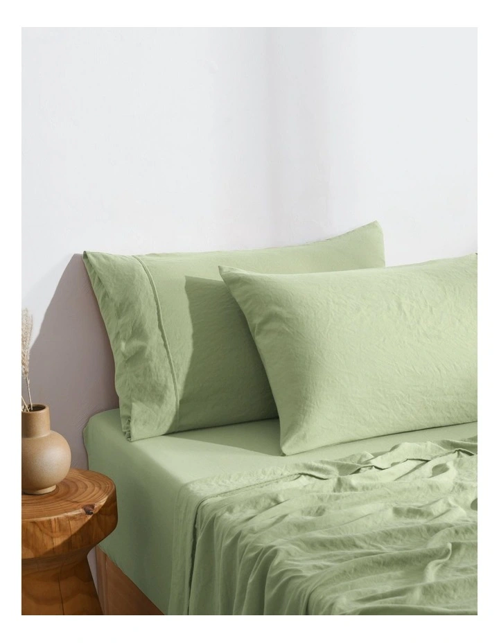 Superfine Washed Microfibre Standard Pillowcase Twin Pack in Sage Green