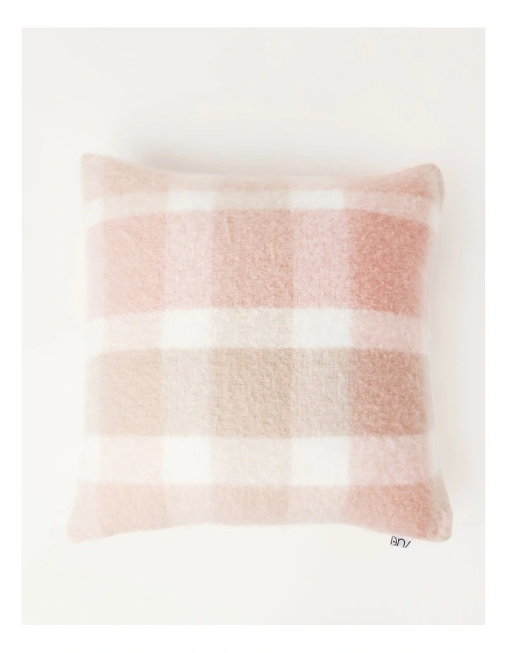 Mohair Check Cushion in Pink