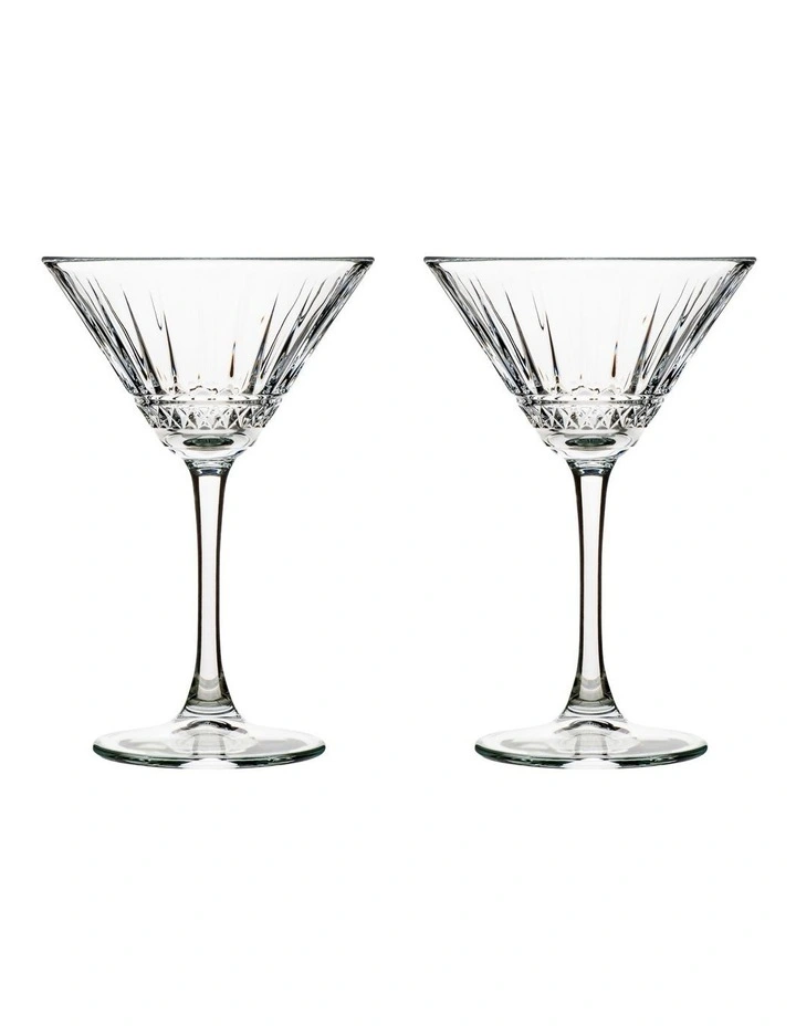 Cocktail & Co Atlas Martini Glass 220ml Set Of 2 Gift Boxed in Clear