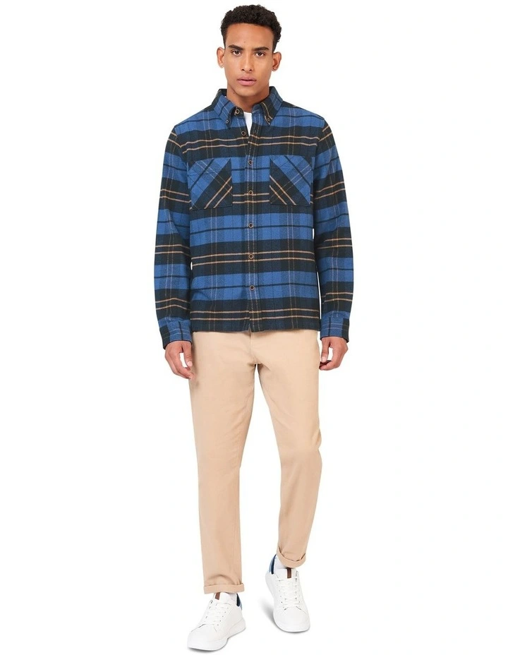 Brushed Ivy Check Long Sleeve Shirt in Blue