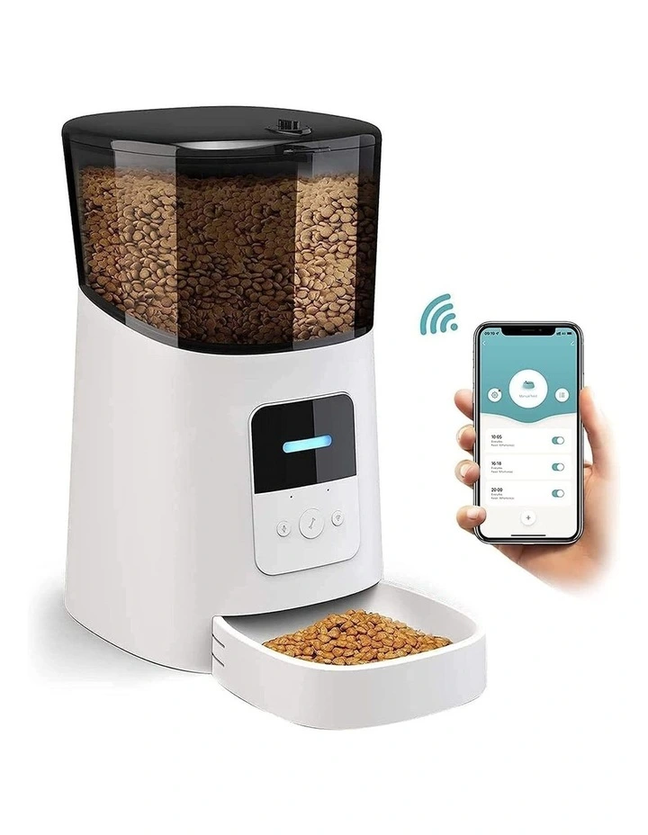 WiFi Automatic Pet Dog Cat Feeder Bowl Food Dispenser 6L in White