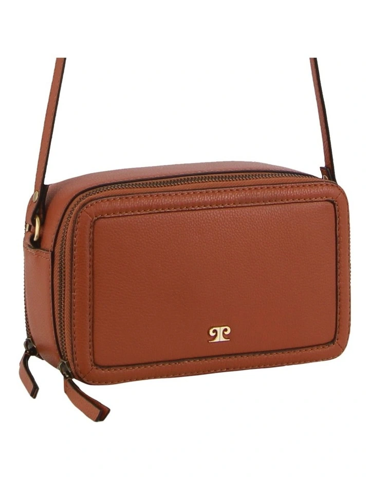 Leather Crossbody Camera Bag in Tan