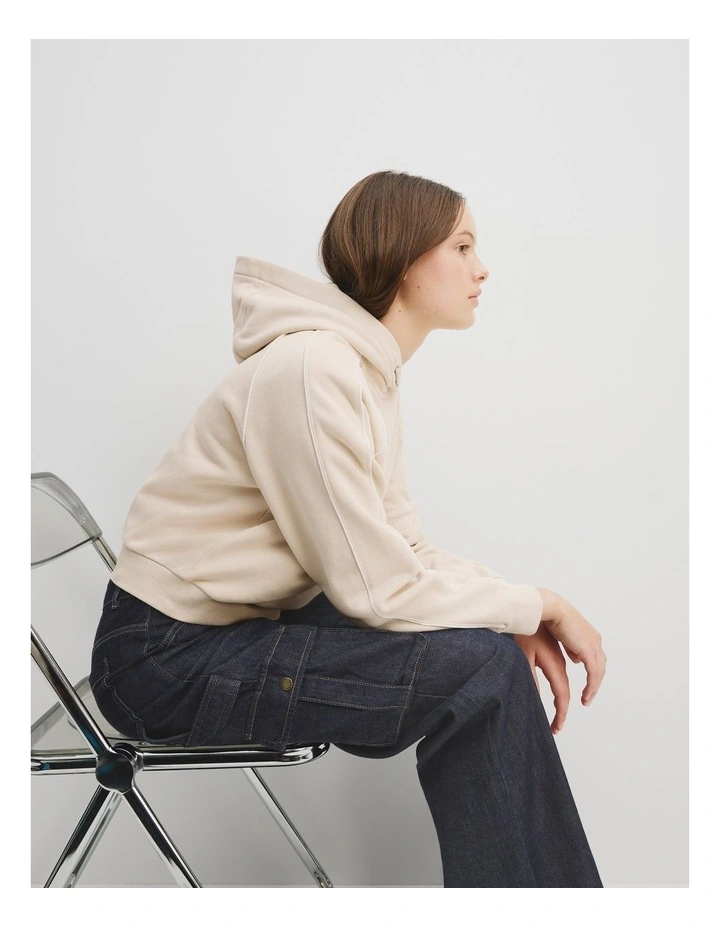 Hooded Sweat Top in Washed Sand