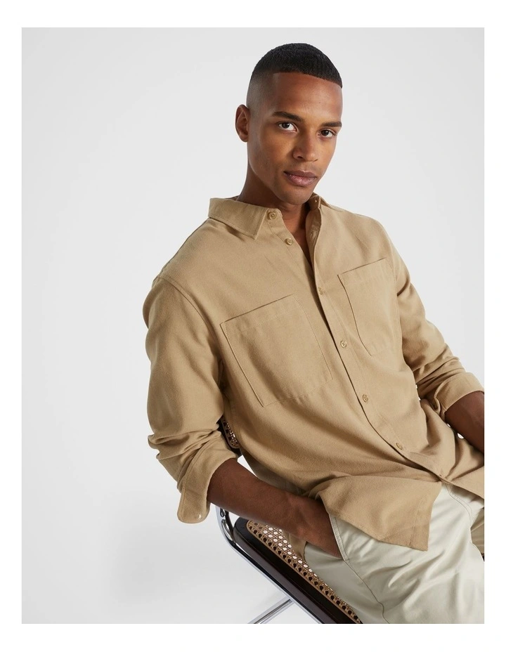 Brushed Flannel Shirt in Caramel
