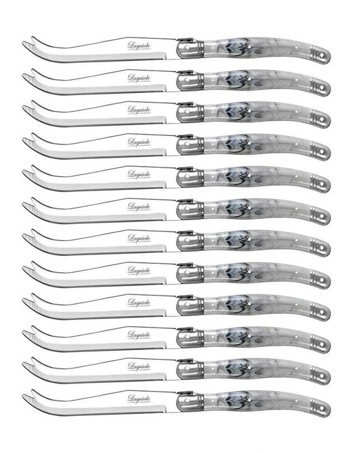 Stainless Steel Cheese Knife Cutlery 12 Pack 23.5cm in Marble White