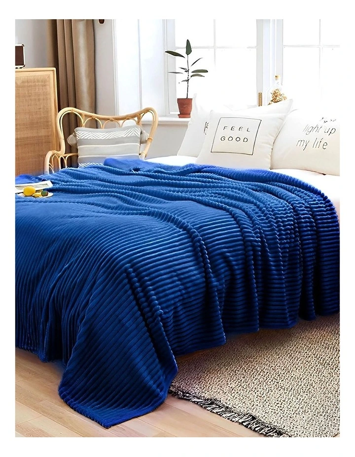 Stripped Pattern Warm Thin Throw Blanket in Blue