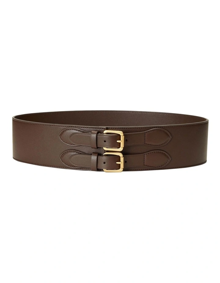 Leather Wide Belt in Brown