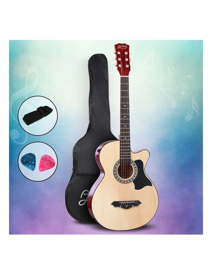 Acoustic Cutaway Steel-Stringed Guitar 38 inch in Beige