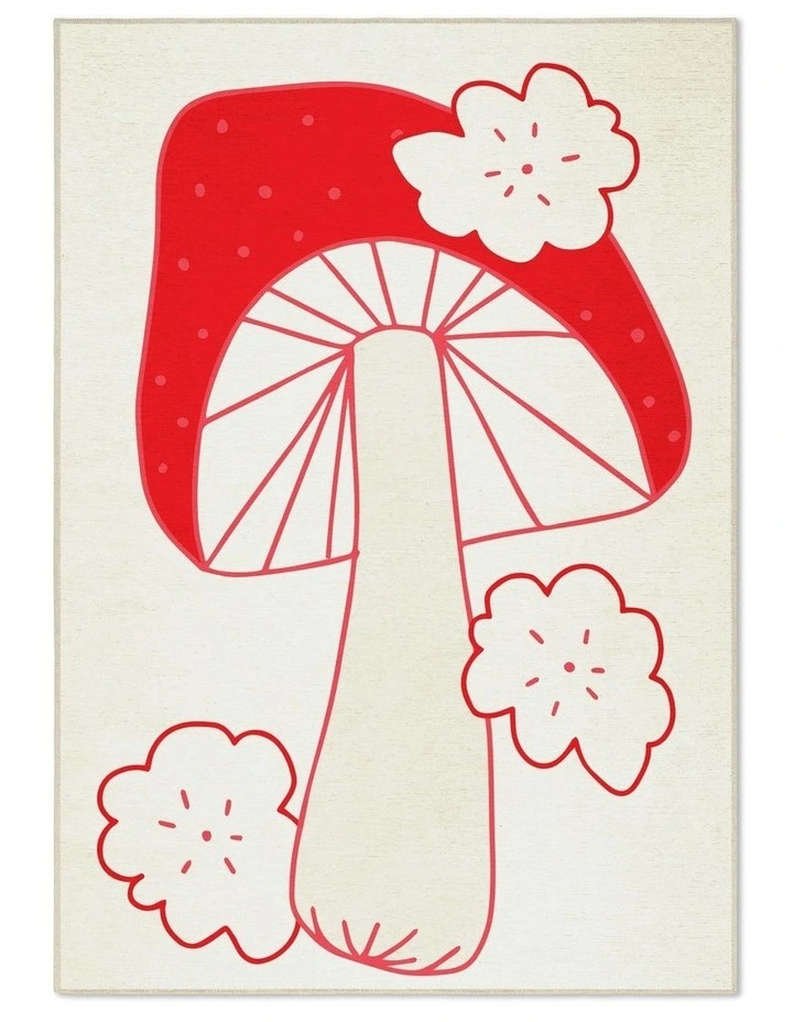 Wonderland Washable Chenille Rug in Red