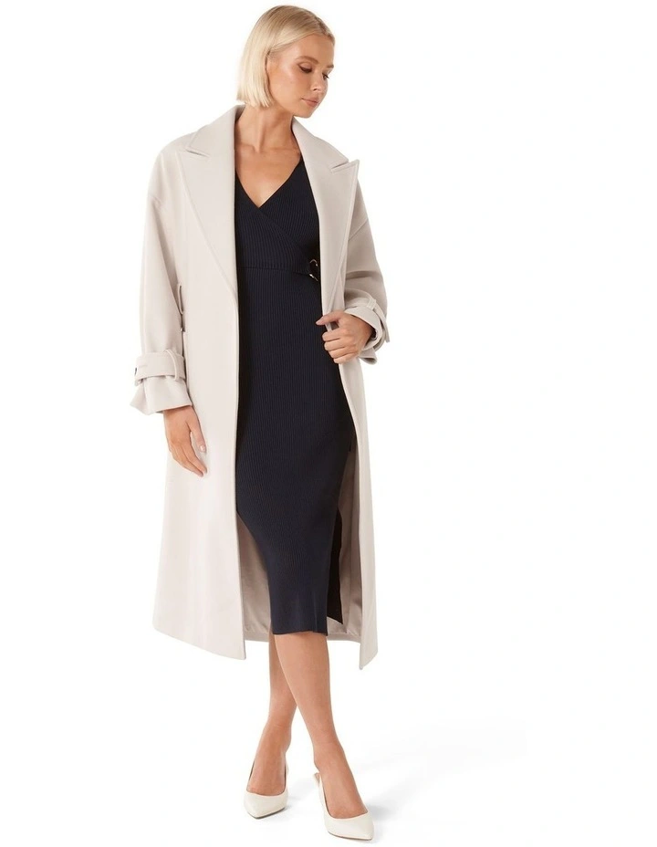 Shiv Belted Wrap Coat in Cream