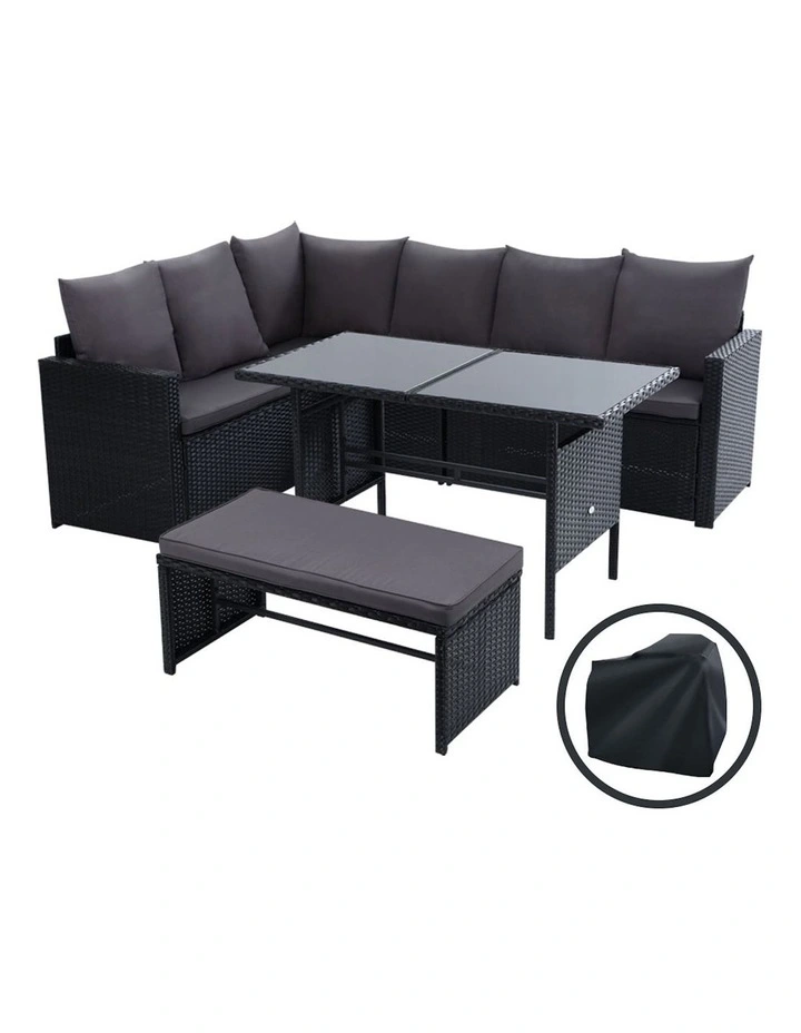Outdoor Sofa Dining Set in Black