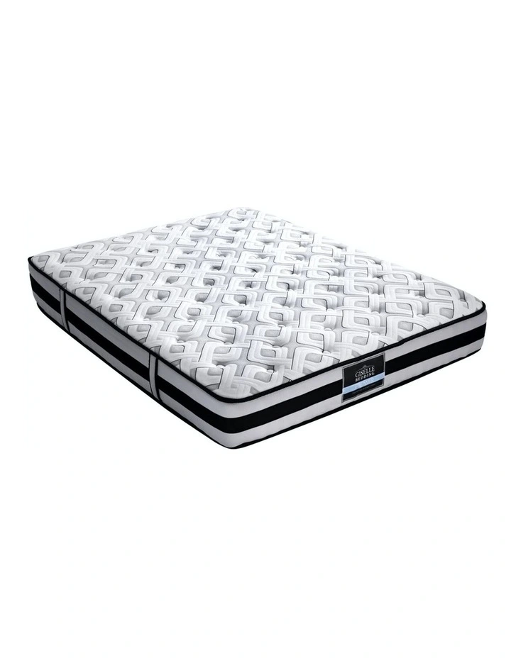Double Mattress Super Firm Bed Pocket Spring Foam Full Size 24cm in White/Black