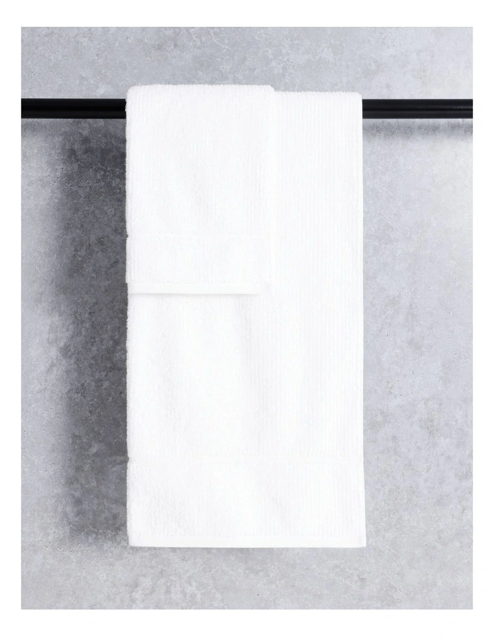 Combed Cotton Ribbed Towel Range in White