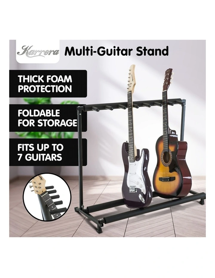 Steel Multi Guitar Stand for 7 Guitars in Black