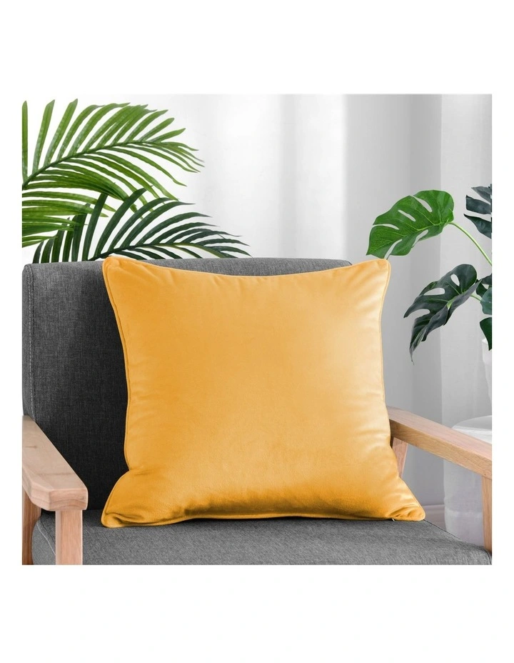 Bronte Velvet Cushion 45x45cm in Apricot Fuzz Yellow