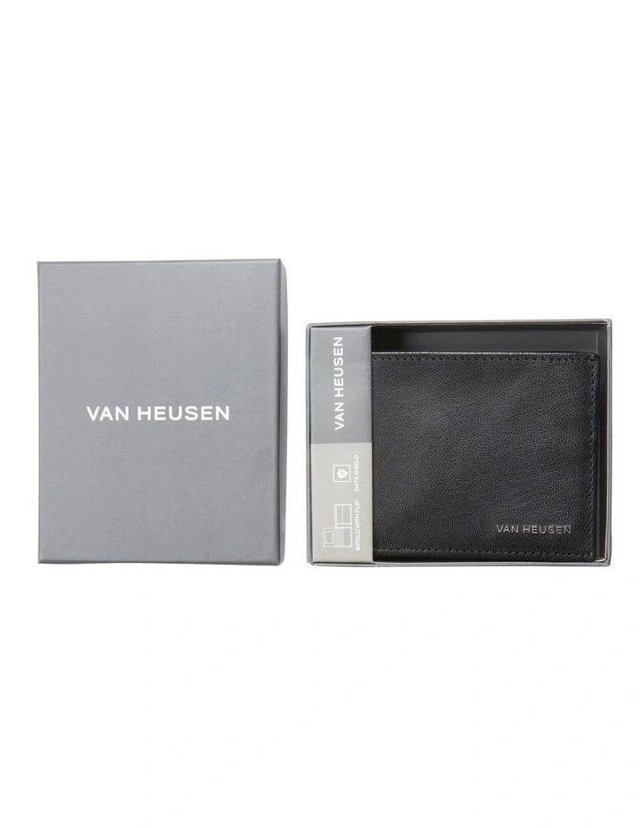 Bi-Fold Wallet with Coin Purse & Fixed Pass Case in Black