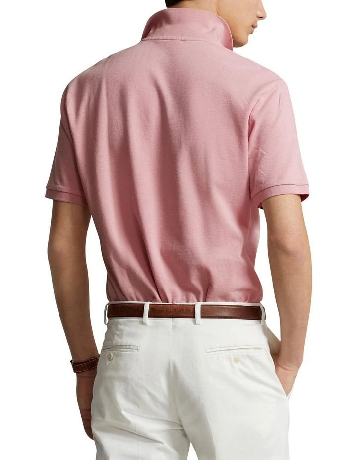 Custom Slim Fit Mesh Polo Shirt in Pink
