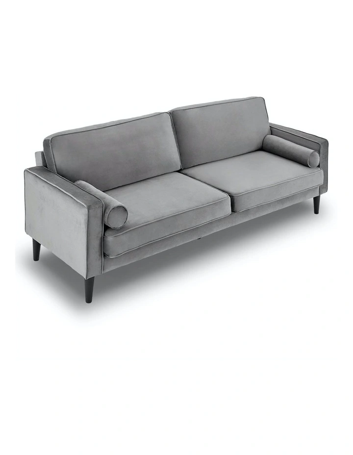 Faux Velvet Sofa Bed Couch Furniture Lounge Suite Futon Adjustable Grey