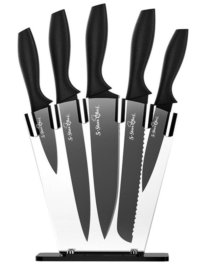 5-Star Chef 7 Piece Kitchen Knife Set in Black