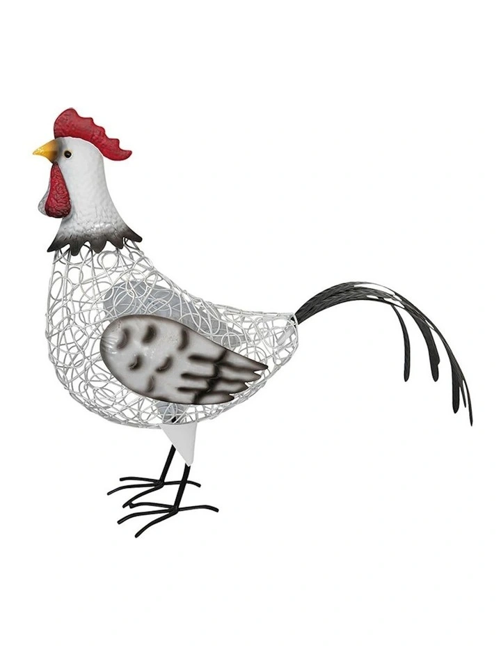 Wire Metal Chook Garden Sculpture in White/Black