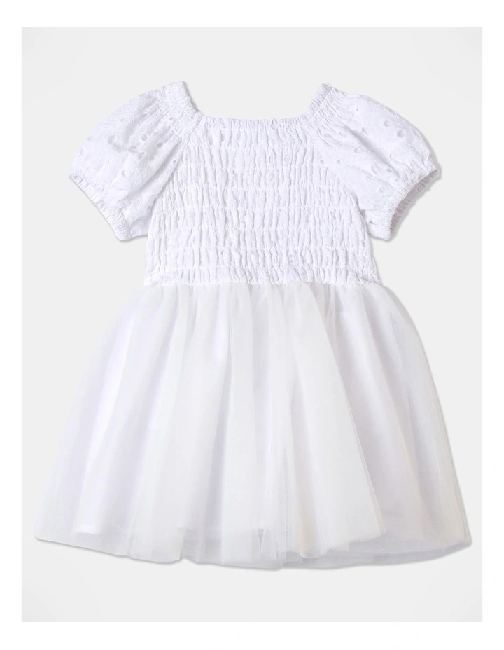 Bloomers Embroidery Dress in White