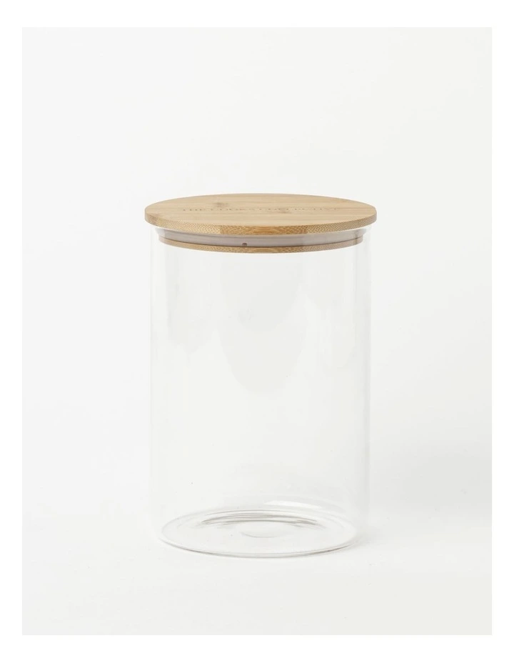 Round Storage Canister with Lid 1680ml in Bamboo/Glass