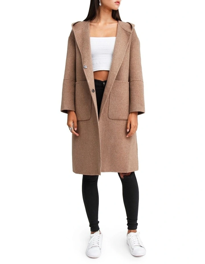 Walk This Way Wool Blend Oversized Coat Oat
