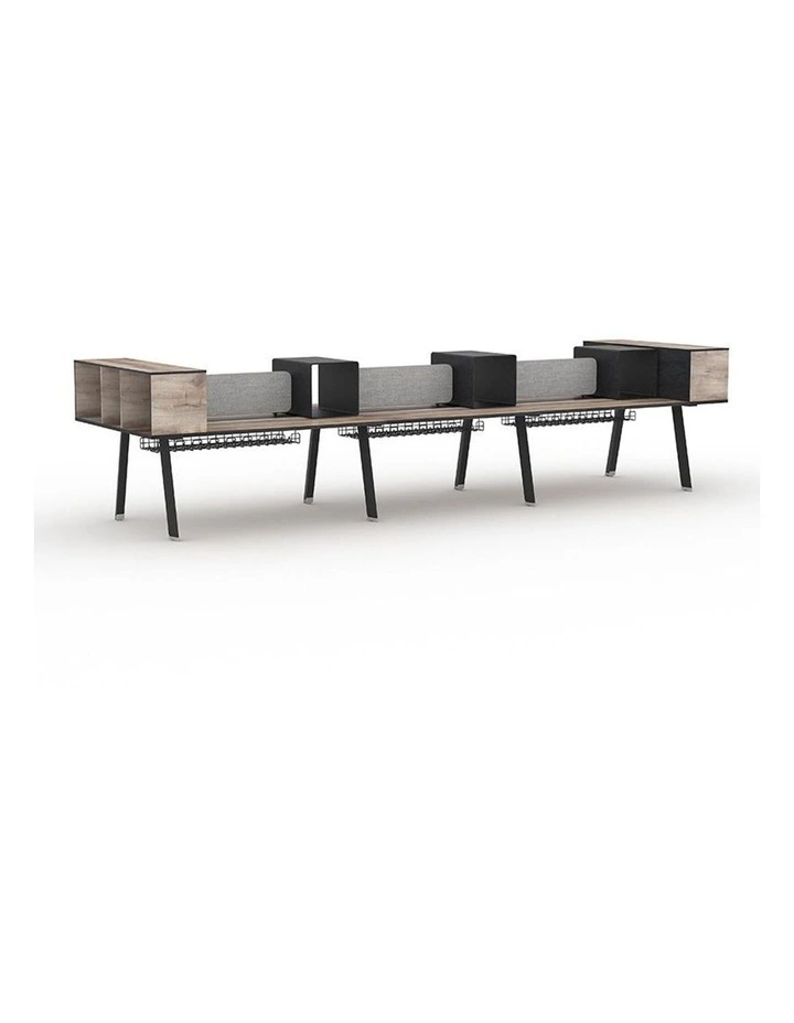 Arto 6 Person Workstation Double Sided 5.0M Mahogany Black