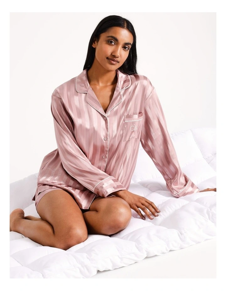 Luxe Satin Long Sleeve Pyjama Set in Woodrose