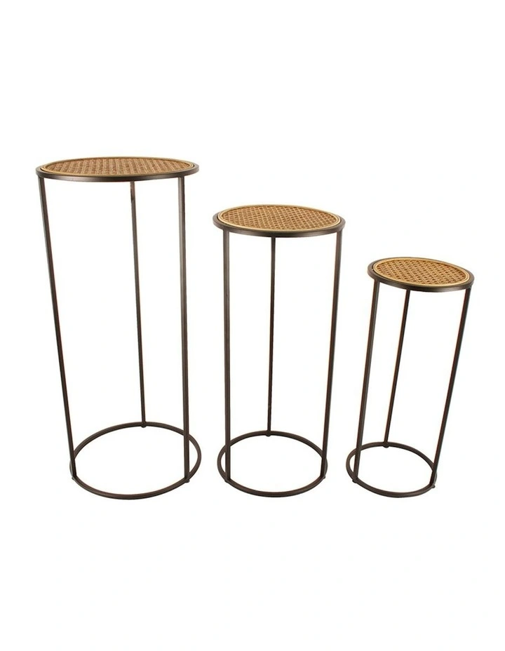 Hendrix Rattan Side Table 3 Piece 50/60/70cm in Black