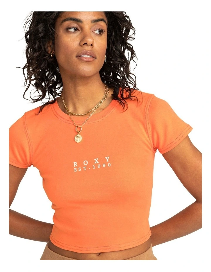 All Day Short Sleeve Cropped T-shirt in Coral Quartz