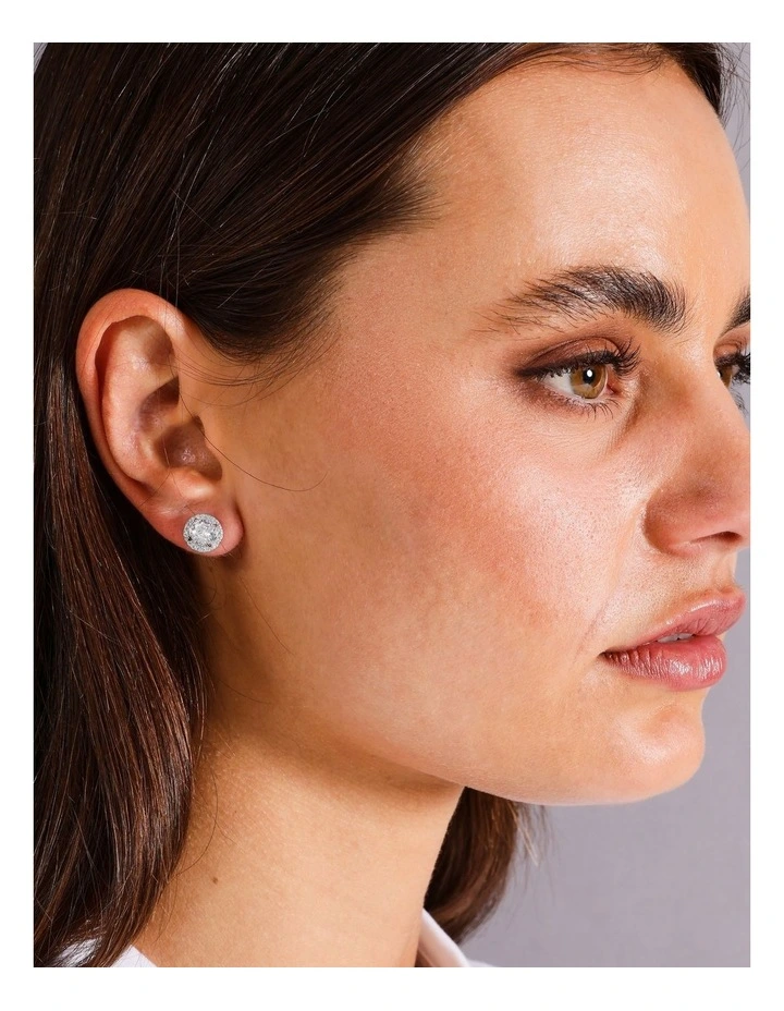 Diamante Dome Stud Earring in Silver