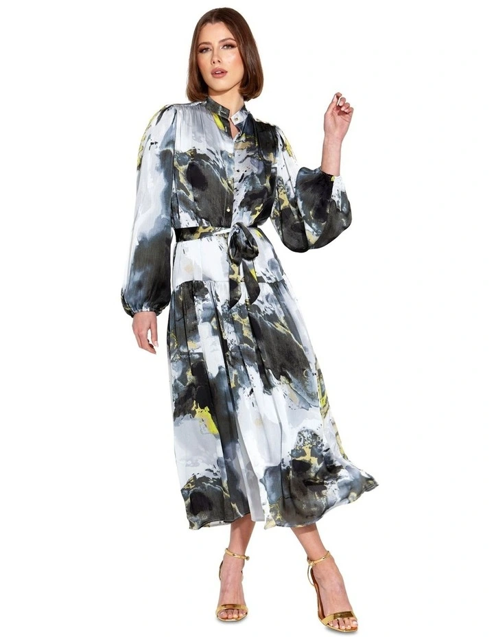 Transfixed Midi Shirt Dress in Marble