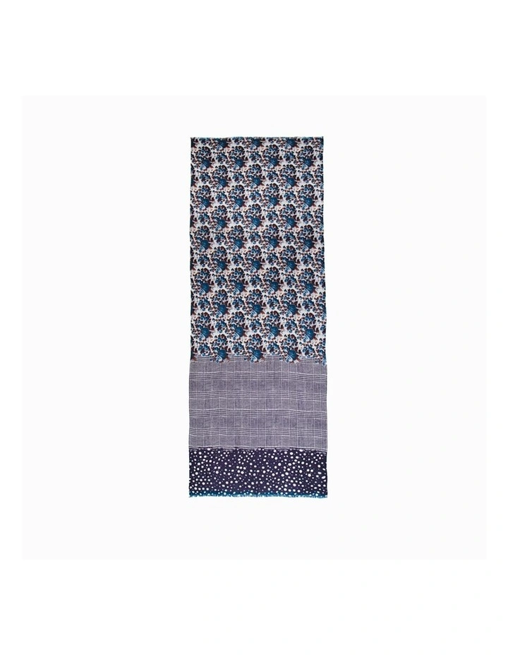 Australian Merino Wool Scarf in Purplish Blue/Check