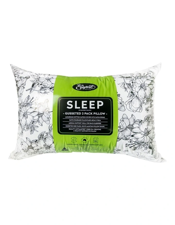 Sleep Gusseted 2 Pack Pillow in White