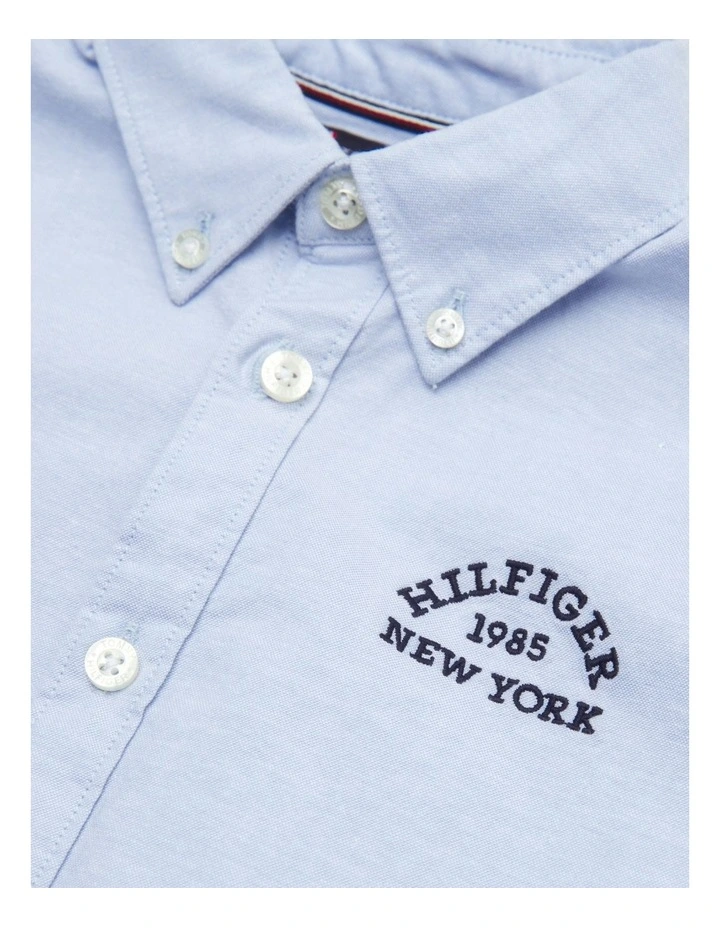 Boys 8-16 Varsity Logo Embroidery Oxford Shirt in Blue