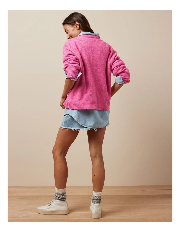 Whoa So Soft Crewneck Sweater in Pink
