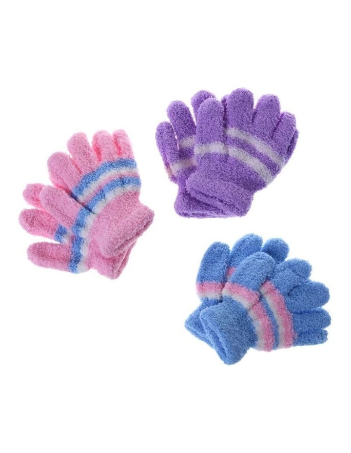 Full Finger Thermal Coral Fleece Gloves 3 Pairs in Assorted Colours