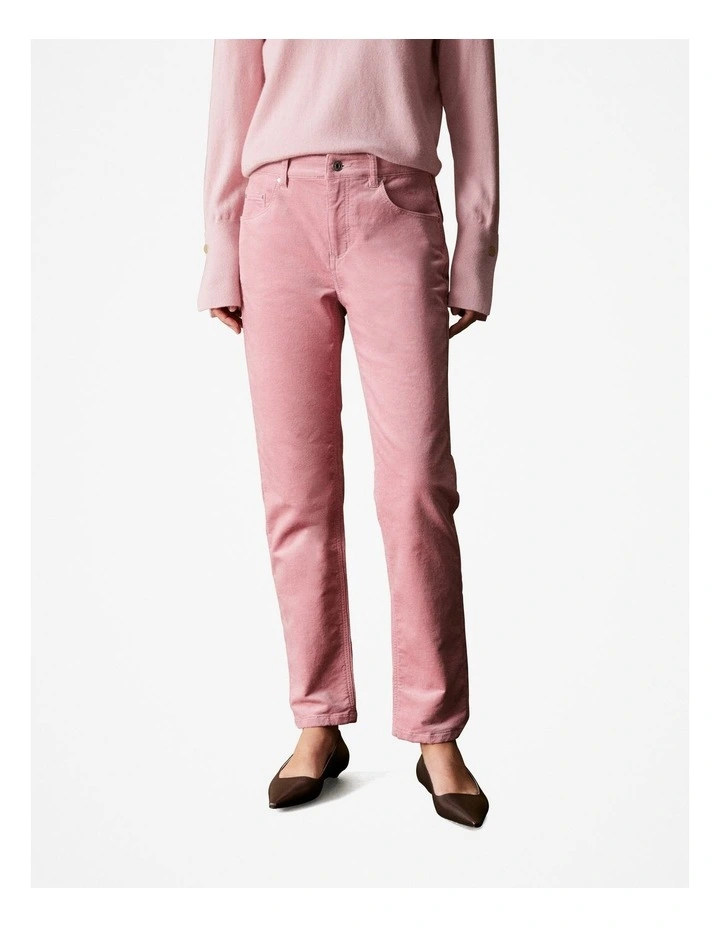 Corduroy Five Pocket Boyfriend Pant in Blush Pink