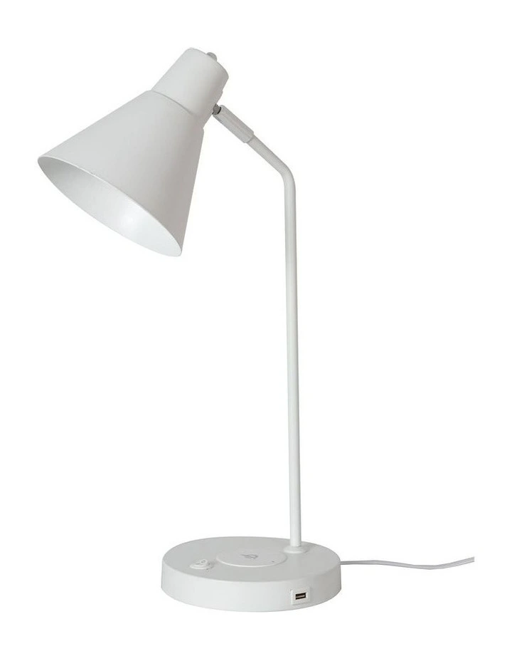 Targa Desk Lamp with USB and Wireless Charging White