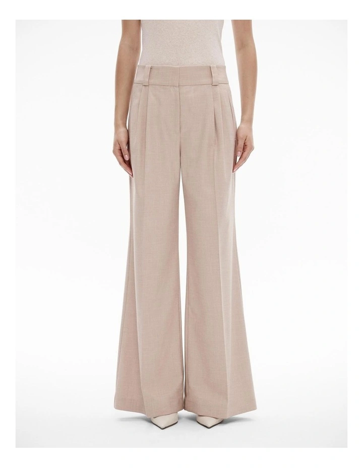 Yarn Dye Full Length Wide Leg Trouser in Bone