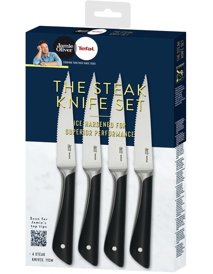 Steak Knife 4 Piece Set 11cm in Black/Stainless Steel