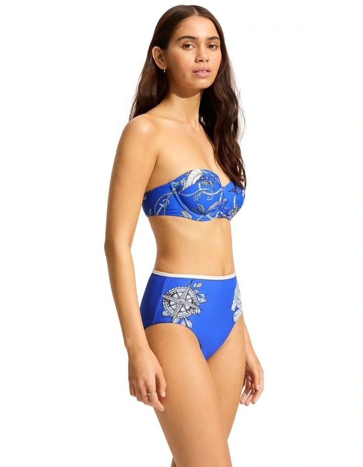 Ahoy Bustier Bikini Top in Azure