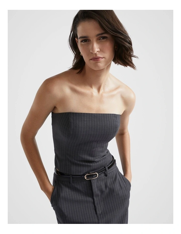 Wool Blend Pinstripe Bodice in Steel Pinstripe