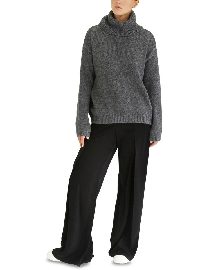 Right Here Waiting Open Back Knit Jumper in Charcoal