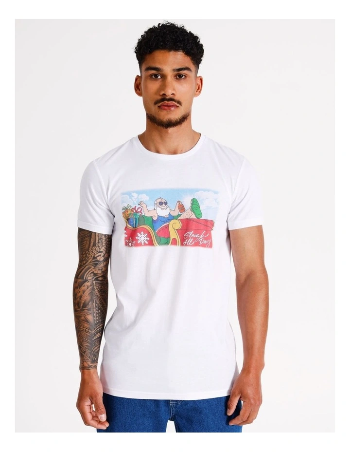 Naughty List Placement Print Tee in White